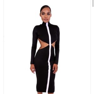 Elina Black and white NWT Never worm Midi Dress